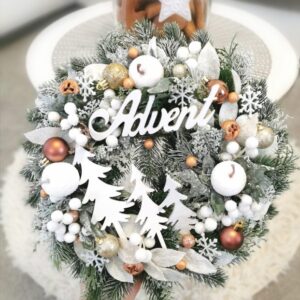 Zöld fehér adventi koppantó-38 cm