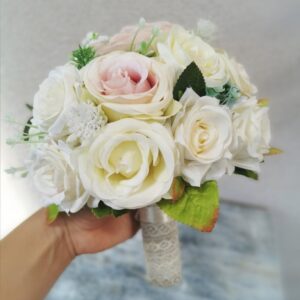 Vaj színű menyasszonyi örökcsokor- 23 cm