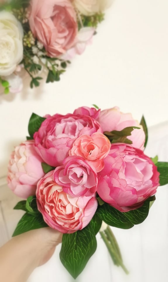 Élethű bazsarózsa (peonia) csokor - pink