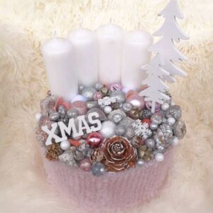 Púder rózsaszín adventi box- 21 cm
