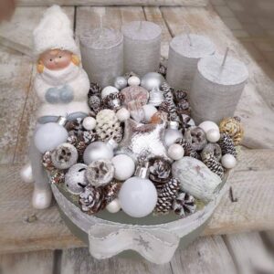 Ezüst adventi box- 20 cm