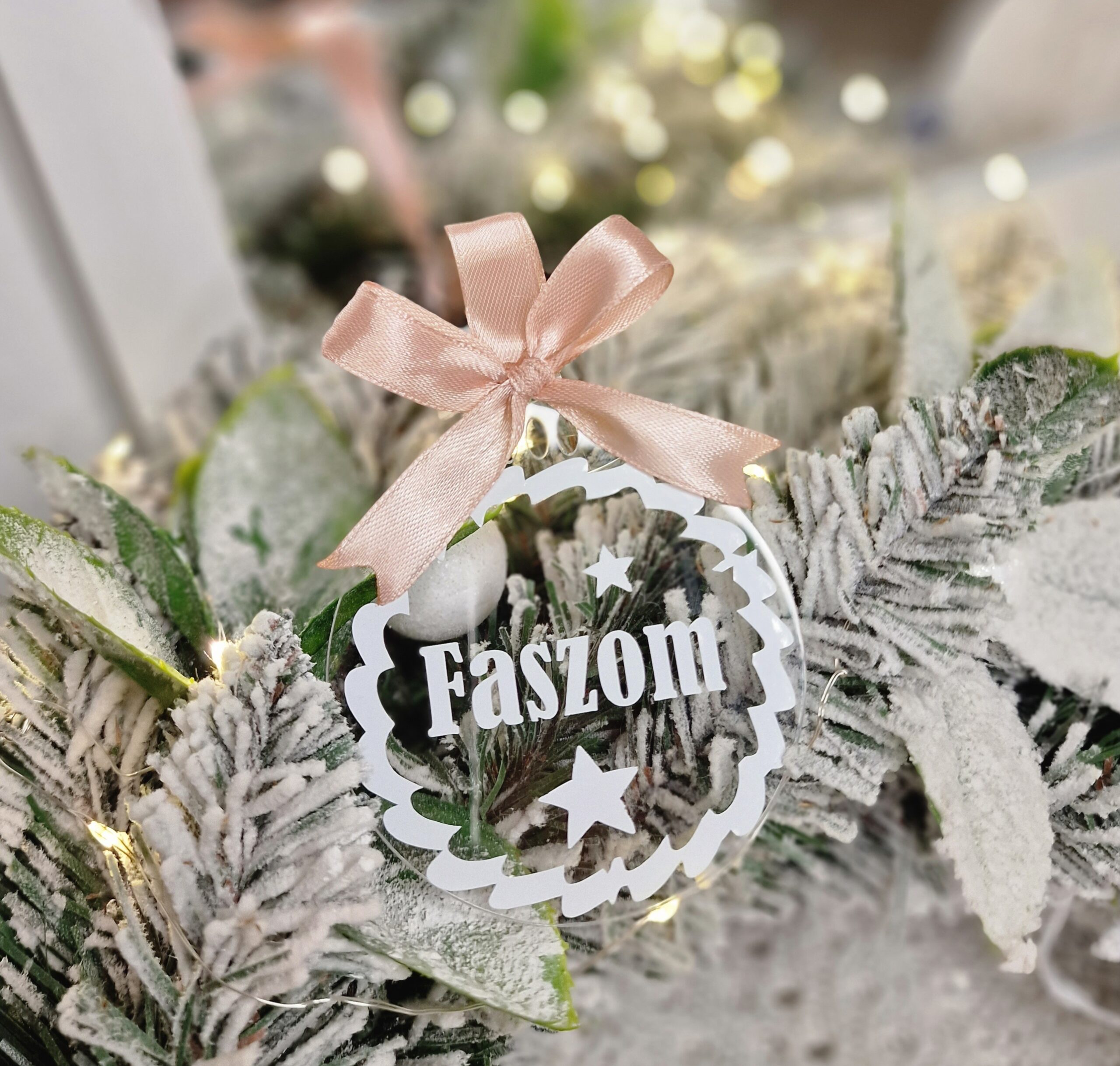 "Faszom" plexi karácsonyfadísz