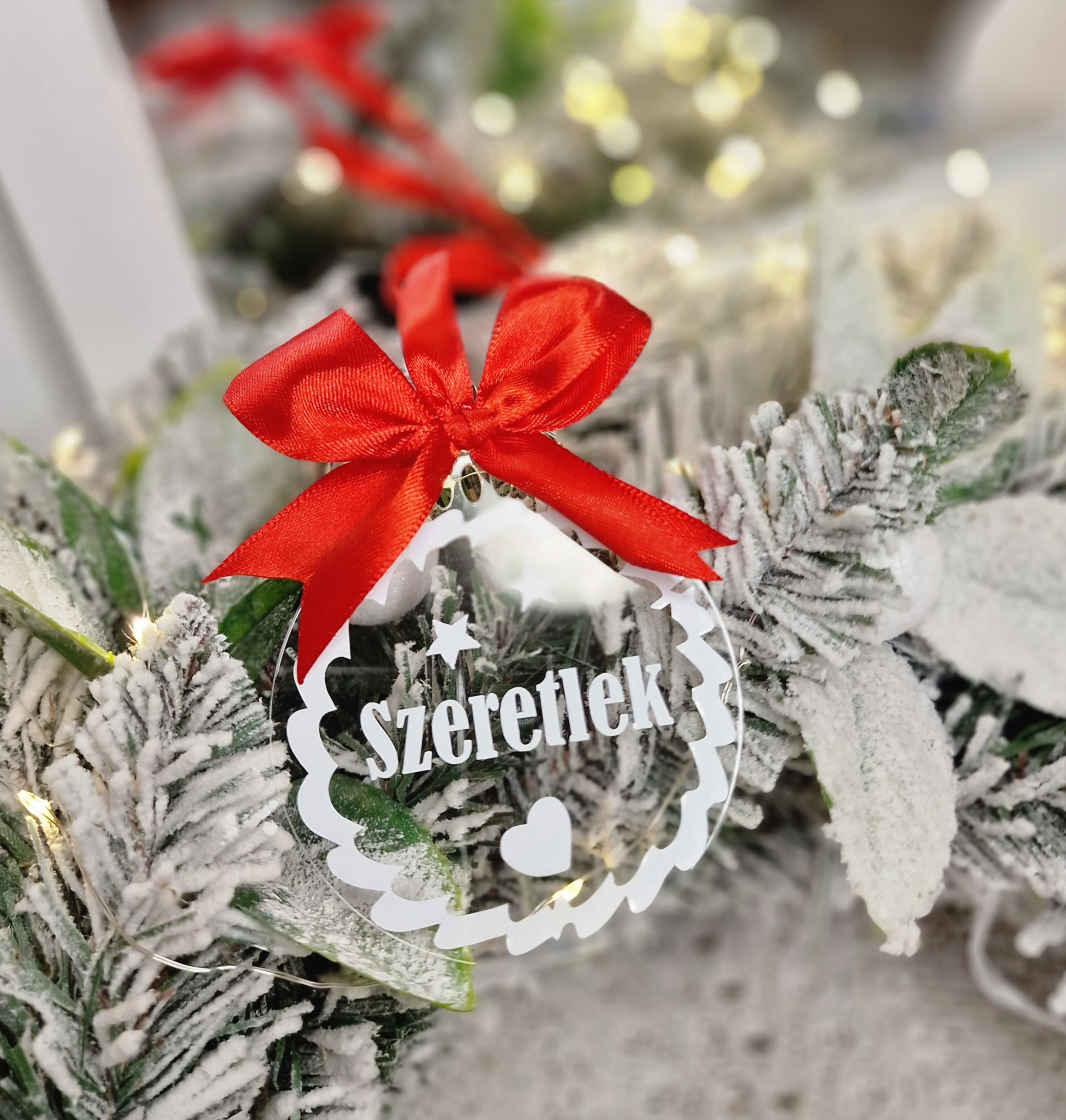 "Szeretlek" plexi karácsonyfadísz